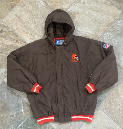 Vintage Cleveland Browns Starter Parka puffer Football Jacket, Size Large