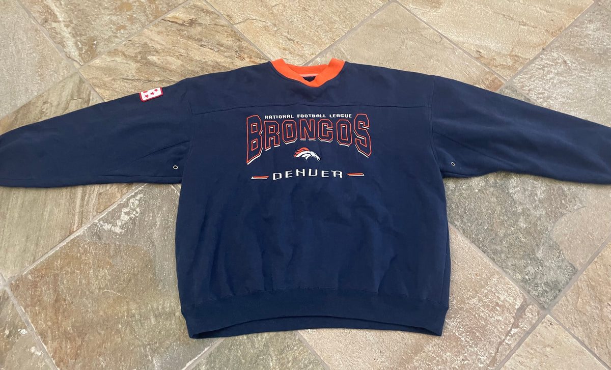 Vintage Denver Broncos Logo Lee Sports NFL Pullover Striped Sweater Size  Large