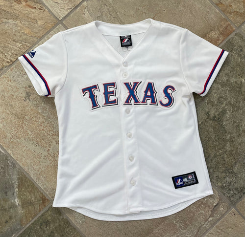Vintage Texas Rangers Ian Kinsler Majestic Women’s Baseball Jersey, Size Medium