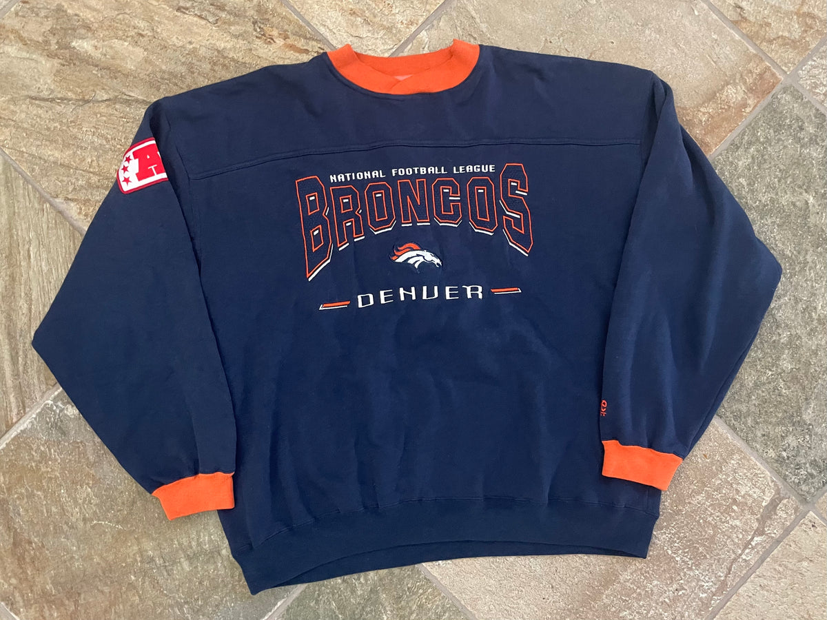 Denver Broncos Sweatshirt Men Large Lee Sport Vintage Super Bowl 32 XXXII  Gray