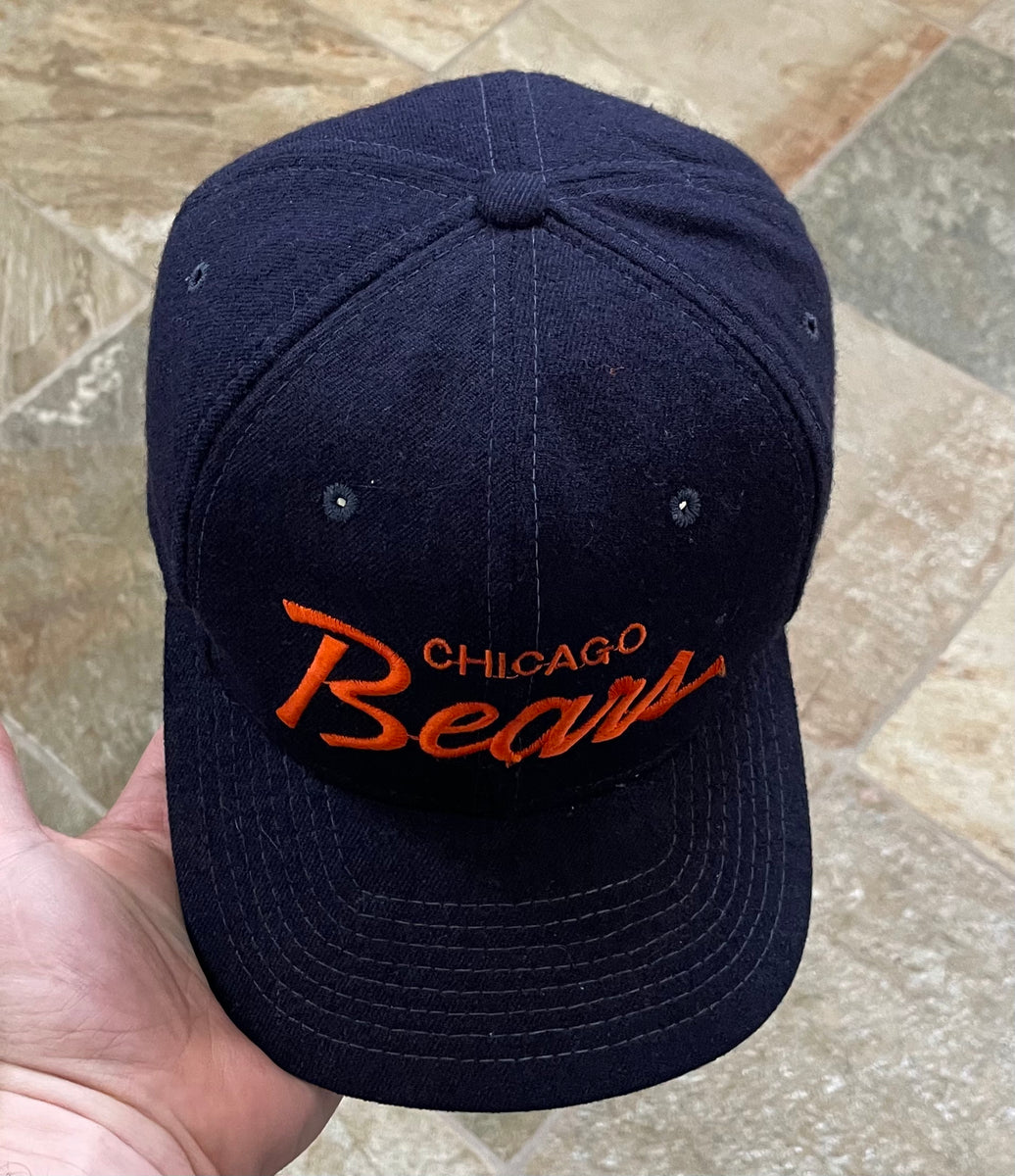 Vintage Rare Chicago Bears Sports Specialties Corduroy Script Sports Hat  Zipper