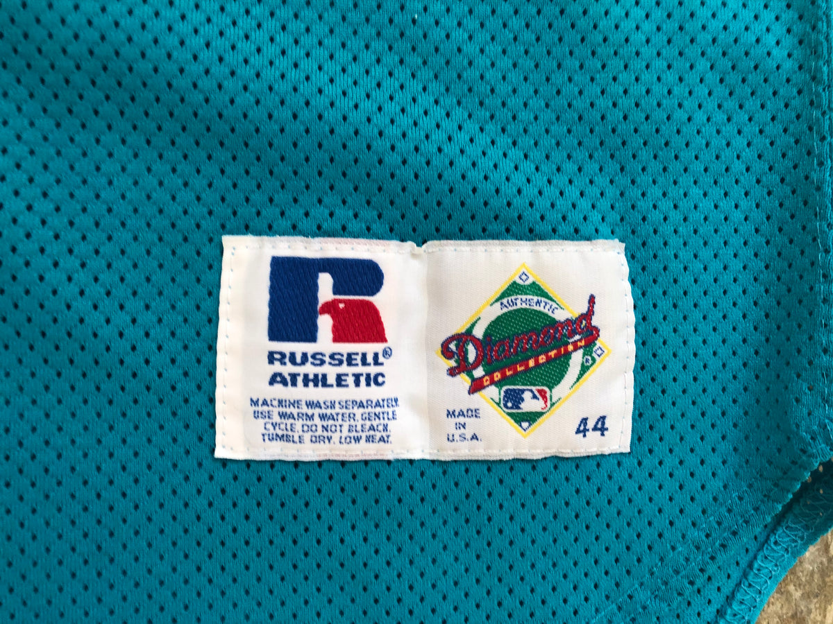 Vintage 90s MLB Russell Athletic Florida Marlins World Series Patch Jersey  Sz 44