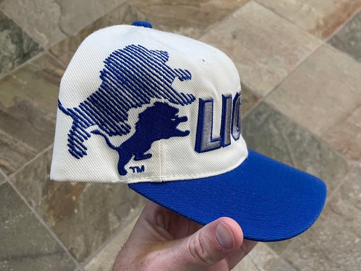 Vintage Detroit Lions Sharktooth Logo Athletic Snapback Hat 90s NFL Pro Line