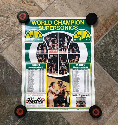 Vintage Seattle SuperSonics World Champions 1979 Schedule Basketball Poster