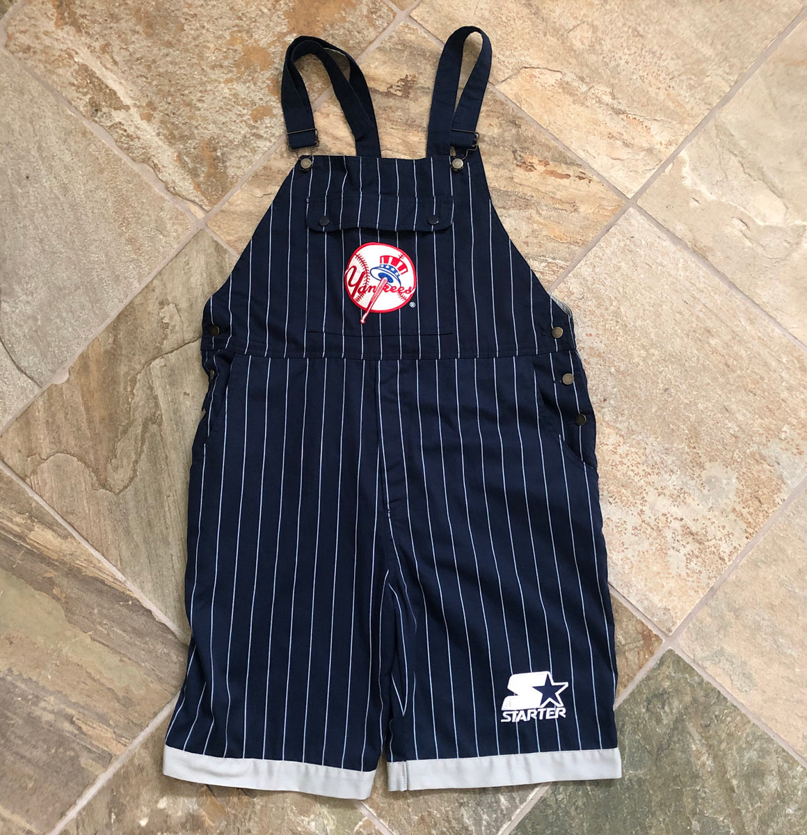 Vintage New York Yankees Starter Pin Stripe Overalls Baseball Shorts, –  Stuck In The 90s Sports