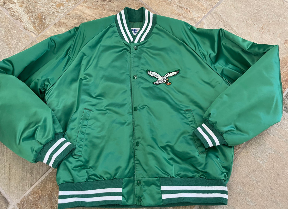 90’s Philadelphia Eagles Green Satin Bomber Jacket