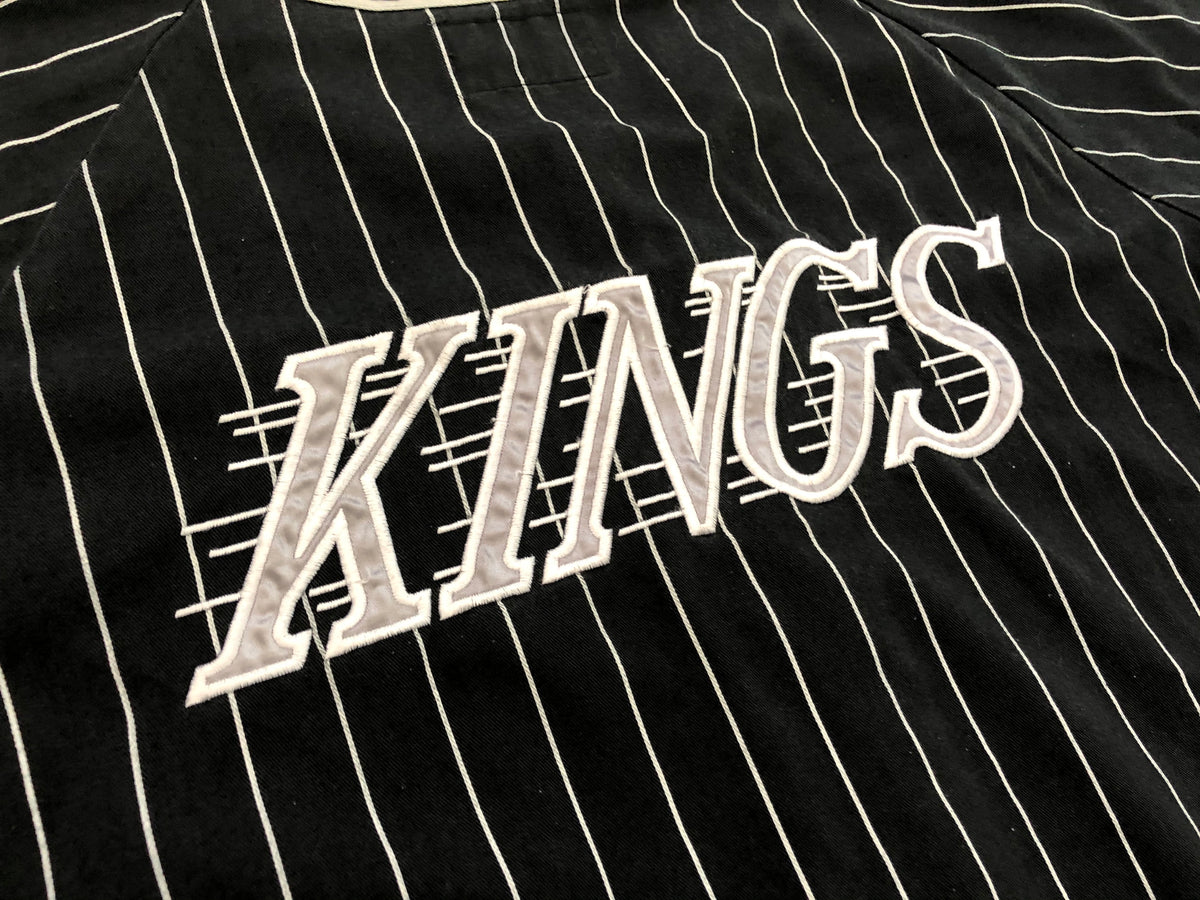 LOS ANGELES LA KINGS STARTER BASEBALL STYLE PIN STRIPE BLACK JERSEY MEN  MEDIUM