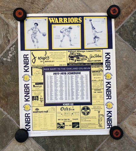 Vintage Golden State Warriors 1977-78 Schedule Basketball Poster