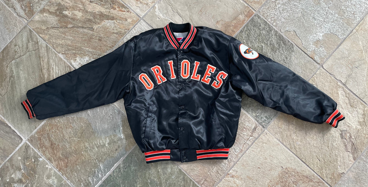 Vintage, Jackets & Coats, Vintage Baltimore Orioles Black Satin Bomber Varsity  Jacket Xl 8s 90s Mlb 990