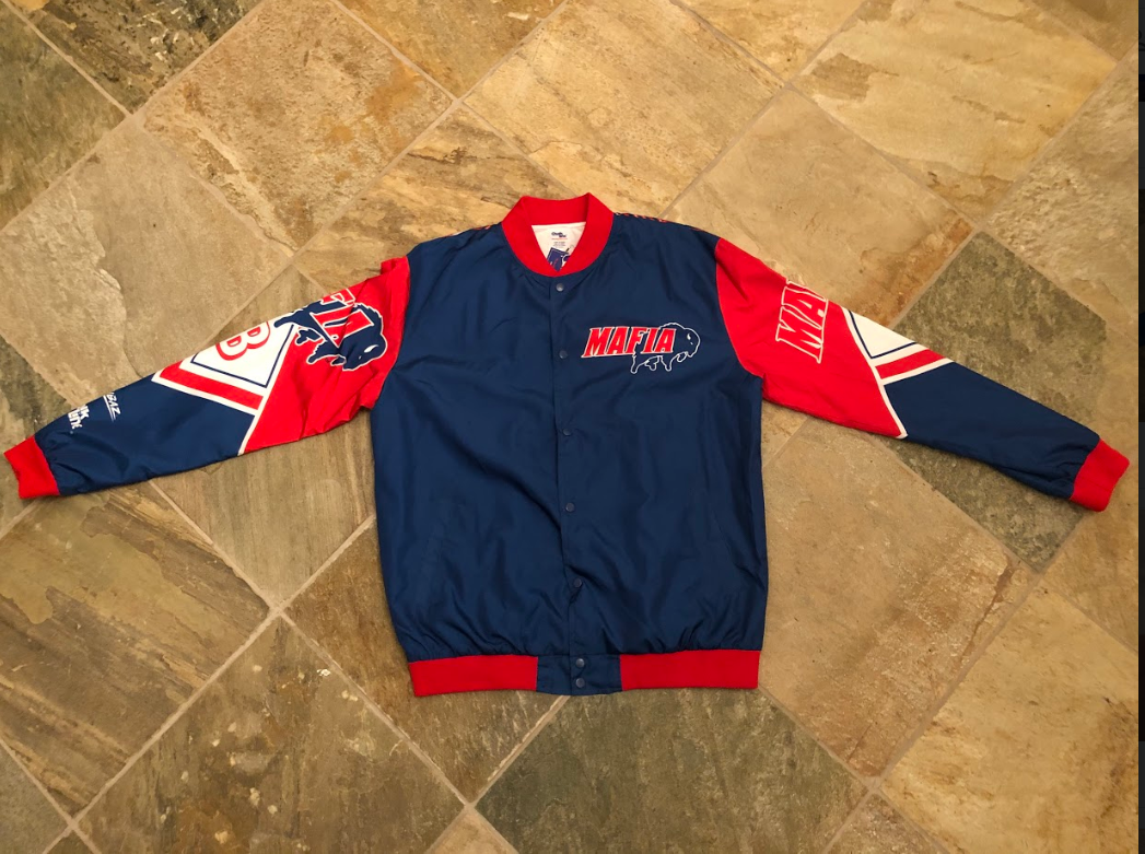 MENS BUFFALO BILLS MAFIA STITCHED 1/2 ZIP LIGHT JACKET REEBOK SZ MEDIUM AFC  EAST