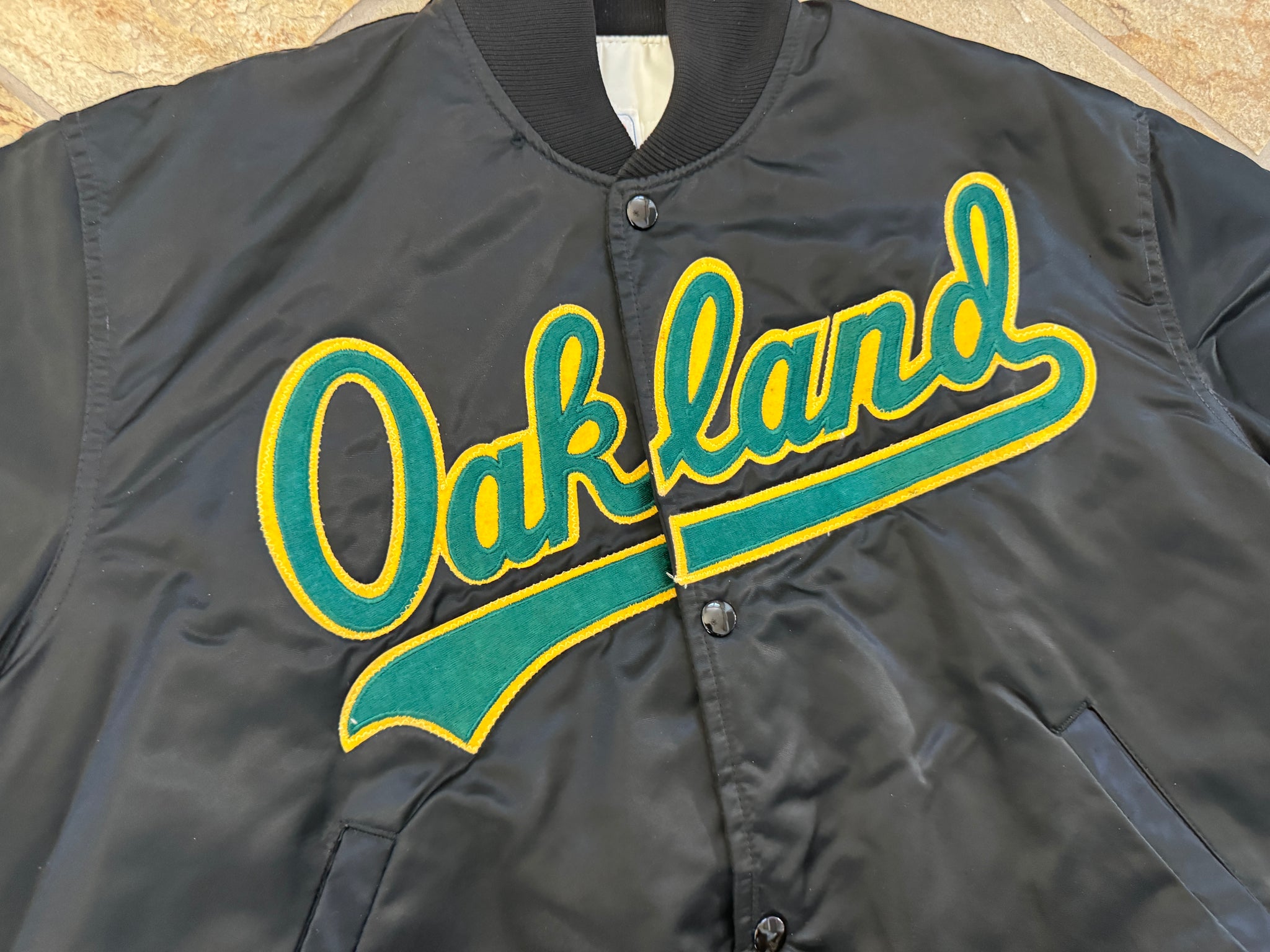 Vintage Oakland Athletics Starter Satin Baseball Jacket, Size 