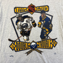 Load image into Gallery viewer, Vintage Buffalo Sabres Double Trouble Nutmeg Hockey TShirt, Size XL
