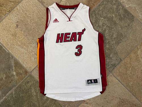 Vintage Miami Heat Dwayne Wade Adidas Basketball Jersey, Size Youth Large, 14-16