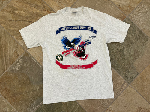 Vintage Oakland Athletics Los Angeles Dodgers Interleague Baseball TShirt, Size Large