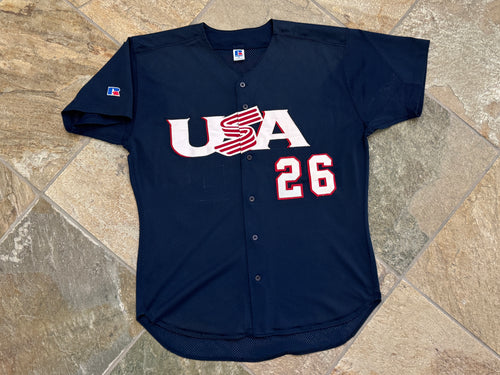 Vintage Team USA Game Worn Russell Baseball Jersey, Size XL