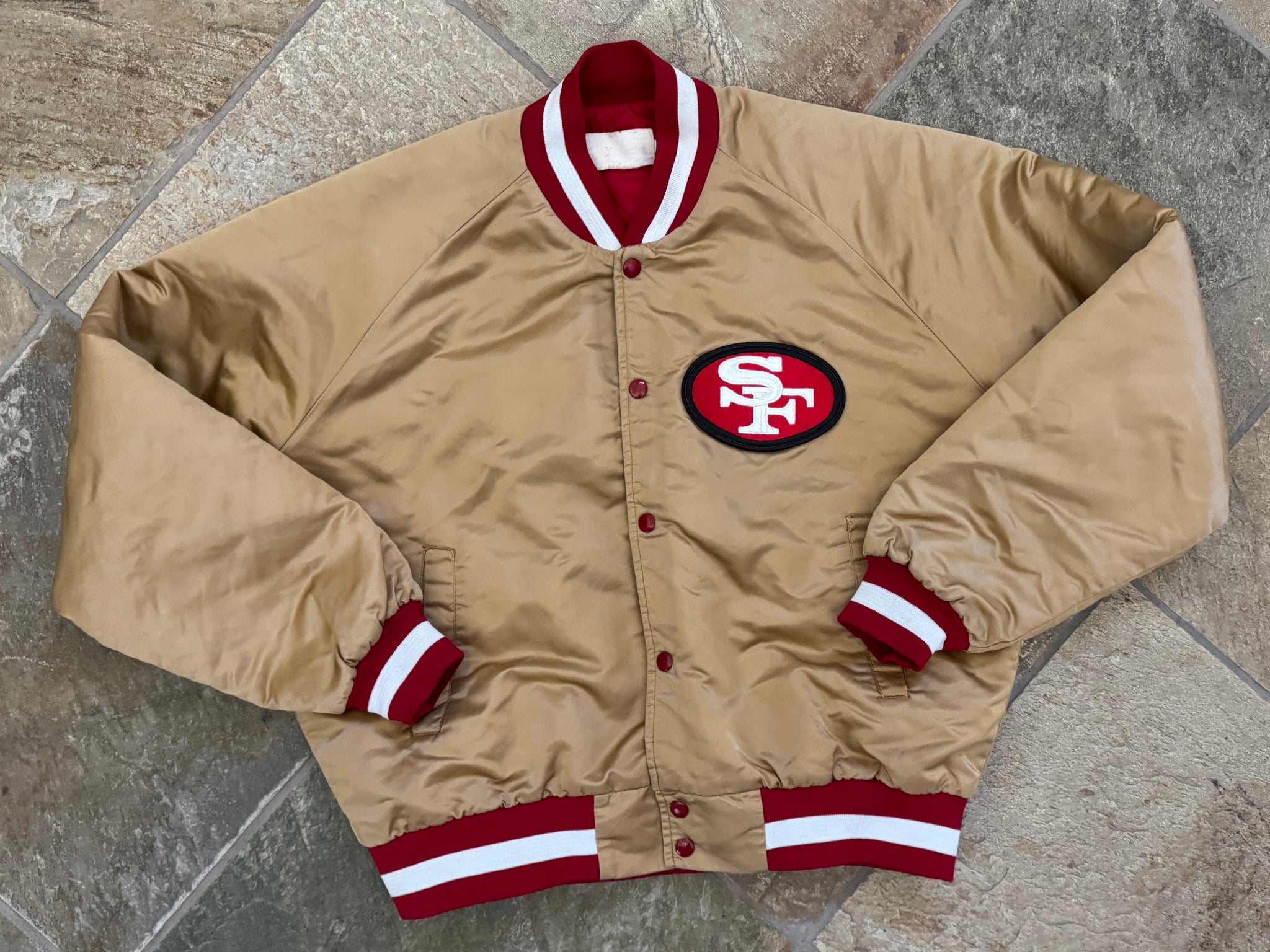 Vintage San Francisco 49ers Chalk Line Satin Football Jacket, Size