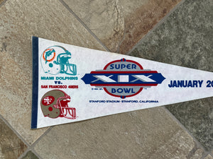 Vintage San Francisco 49ers Miami Dolphins Super Bowl XIX Football Pennant