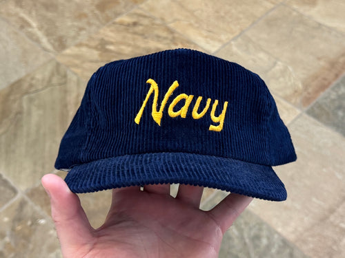 Vintage Navy Midshipmen Sports Specialties Script Corduroy College Hat