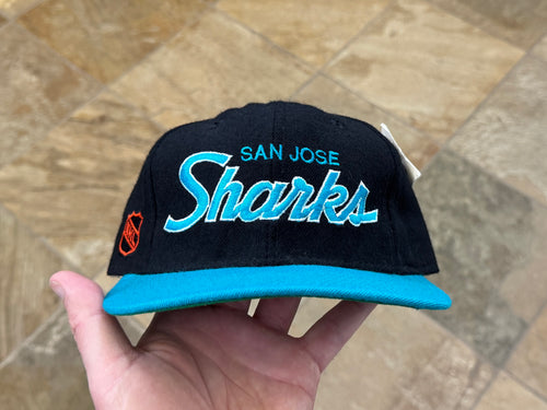 Vintage San Jose Sharks Sports Specialties Script Pro Fitted Hockey Hat, Size 6 5/8