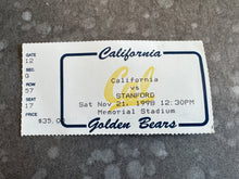 Load image into Gallery viewer, Vintage California Cal Bear vs Stanford Cardinal 1998 Big Game Ticket Stub ***