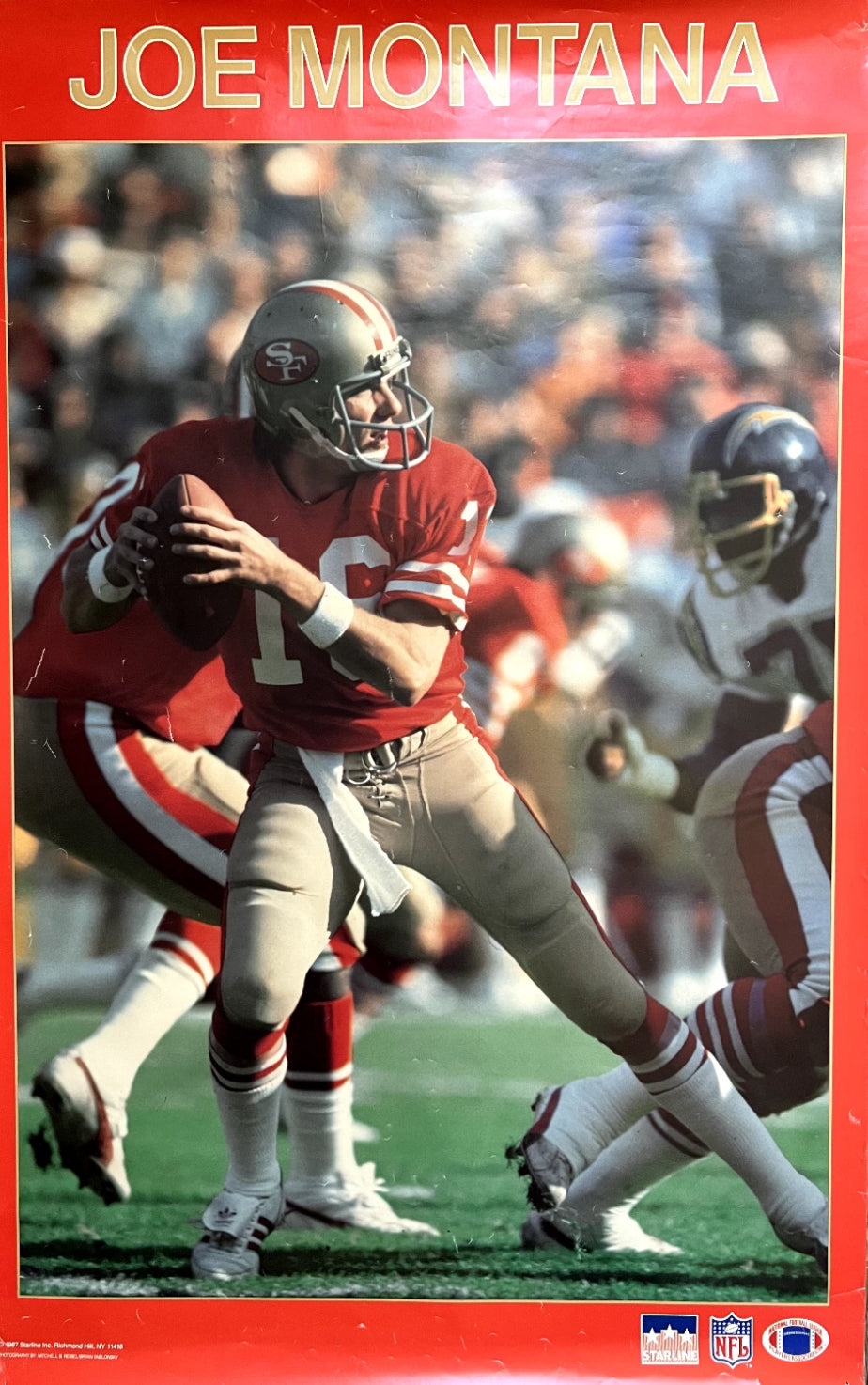 Vintage San Francisco 49ers Joe Montana Starline Football Poster