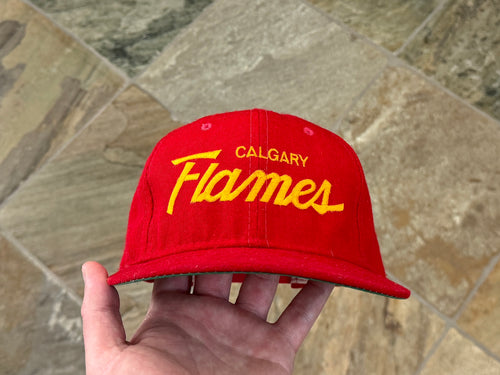 Vintage Calgary Flames Sports Specialties Script Snapback Hockey Hat