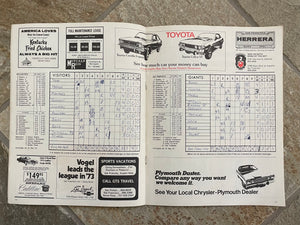Vintage San Francisco Giants 1973 Baseball Scorecard Program ###