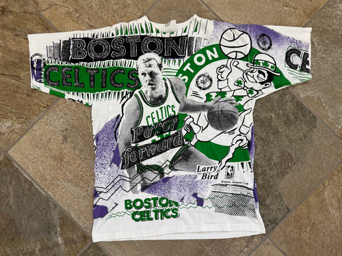 Vintage Boston Celtic Larry Bird Magic Johnson T’s AOP Basketball TShirt, Size Large