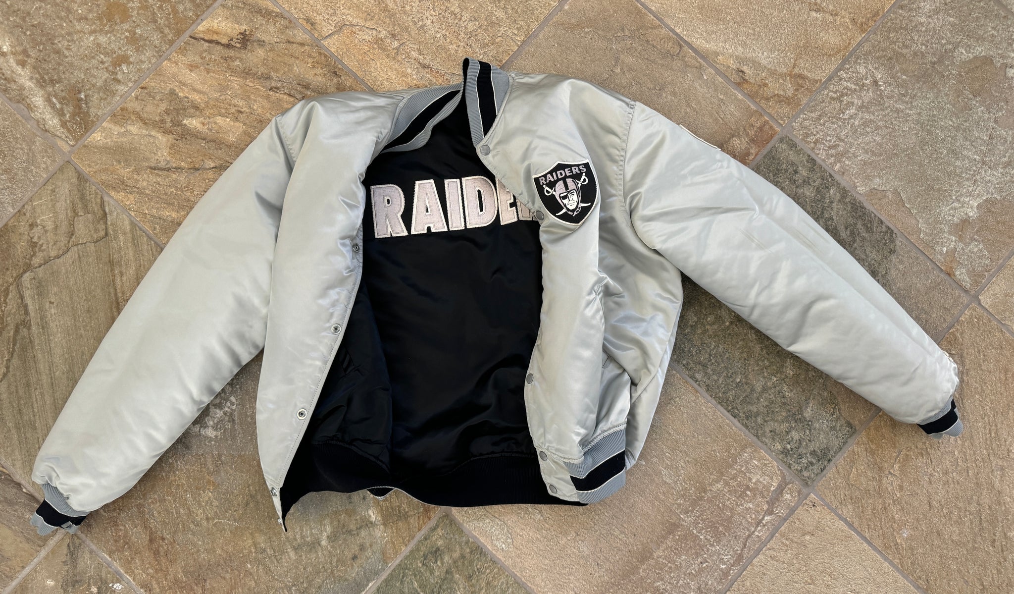 Vintage Los Angeles Raiders Starter Satin Reversible Football Jacket, –  Stuck In The 90s Sports