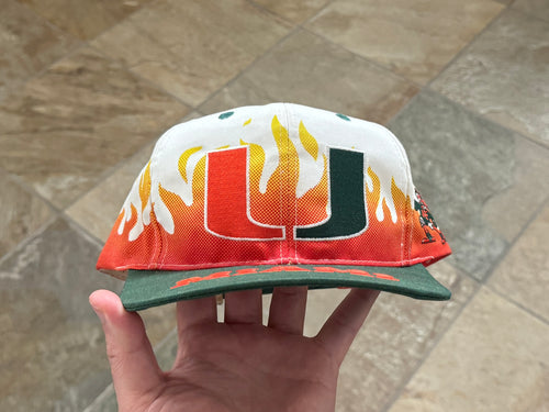 Vintage Miami Hurricanes On Fire Front Row Snapback College Hat
