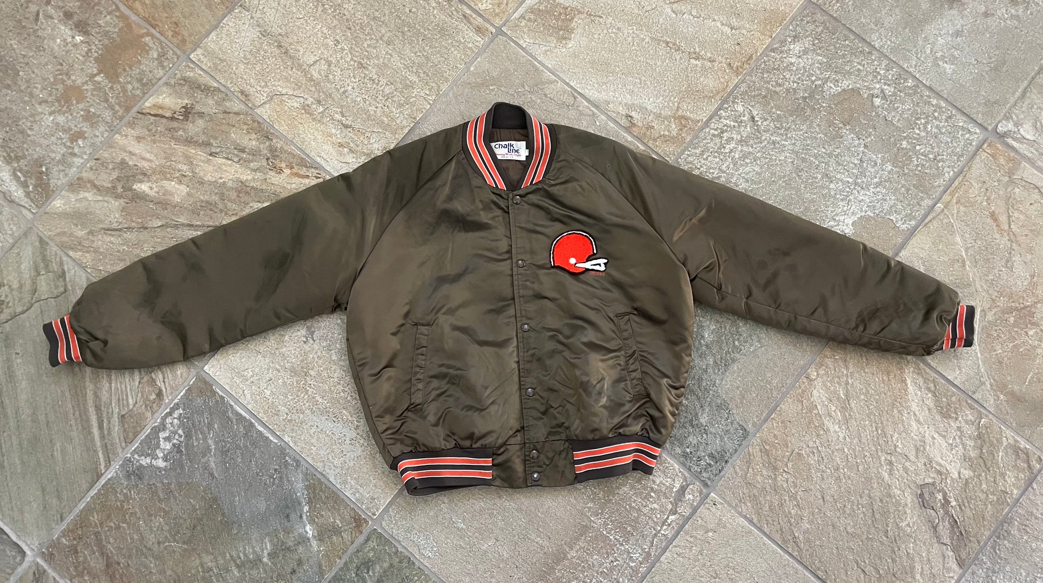 Cleveland Browns 80s Brown Bomber Satin Jacket