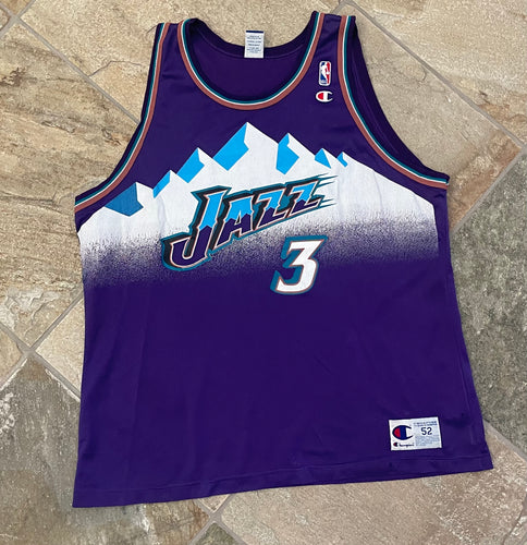 Vintage Utah Jazz Byron Russell Champion Basketball Jersey, Size 52, XXL