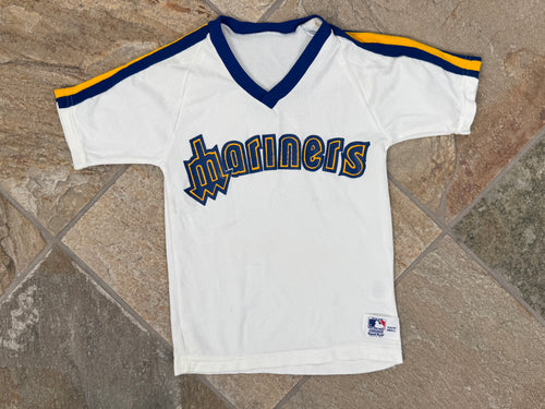 Vintage Seattle Mariners Sand Knit Baseball Jersey, Size Youth Small, 6-8