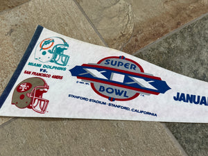 Vintage San Francisco 49ers Miami Dolphins Super Bowl XIX Football Pennant