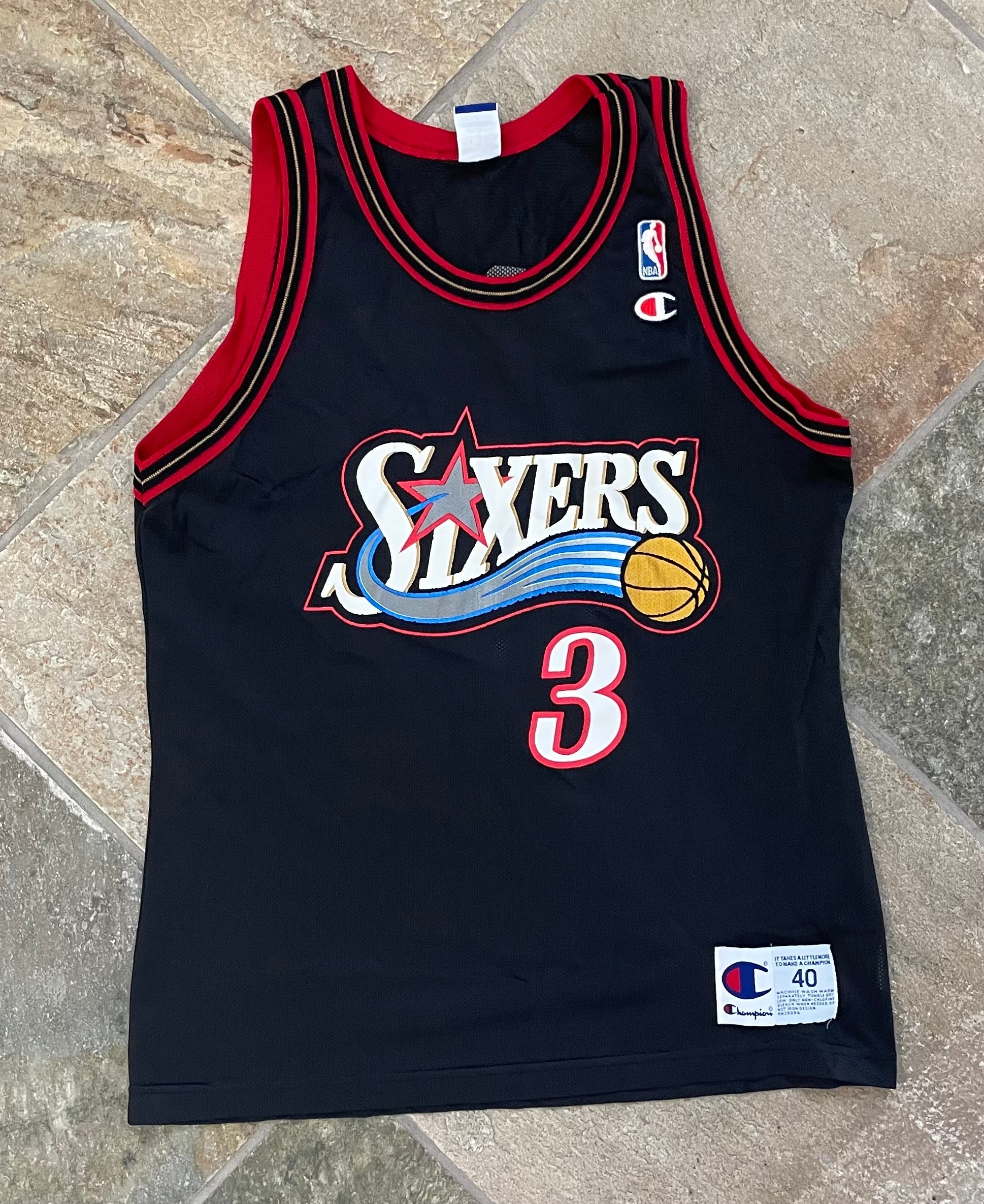 Sixers Basketball Jersey Vintage Medium Red Champion 90s USA