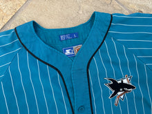 Load image into Gallery viewer, Vintage San Jose Sharks Starter Pinstripe Hockey Jersey, Size Large