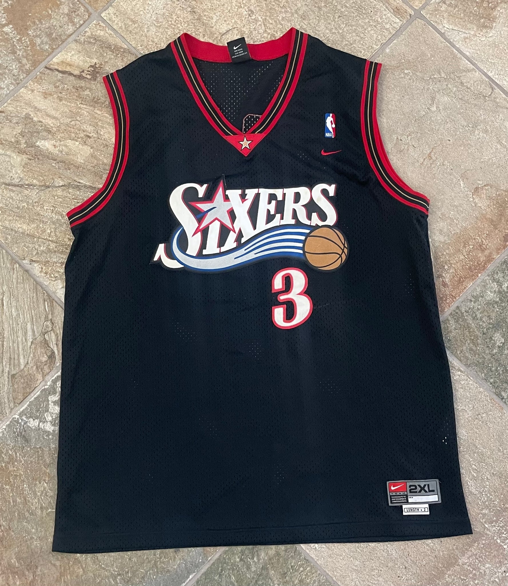 Vintage NIKE Philadelphia 76ers Basketball Jersey Vest Black 2XL