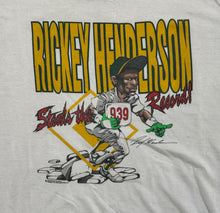 Load image into Gallery viewer, Vintage Oakland Athletics Rickey Henderson Baseball TShirt, Size Large.