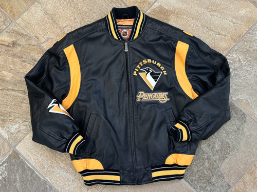 Vintage Pittsburgh Penguins Carl Banks G111 Leather Hockey Jacket, Size Large