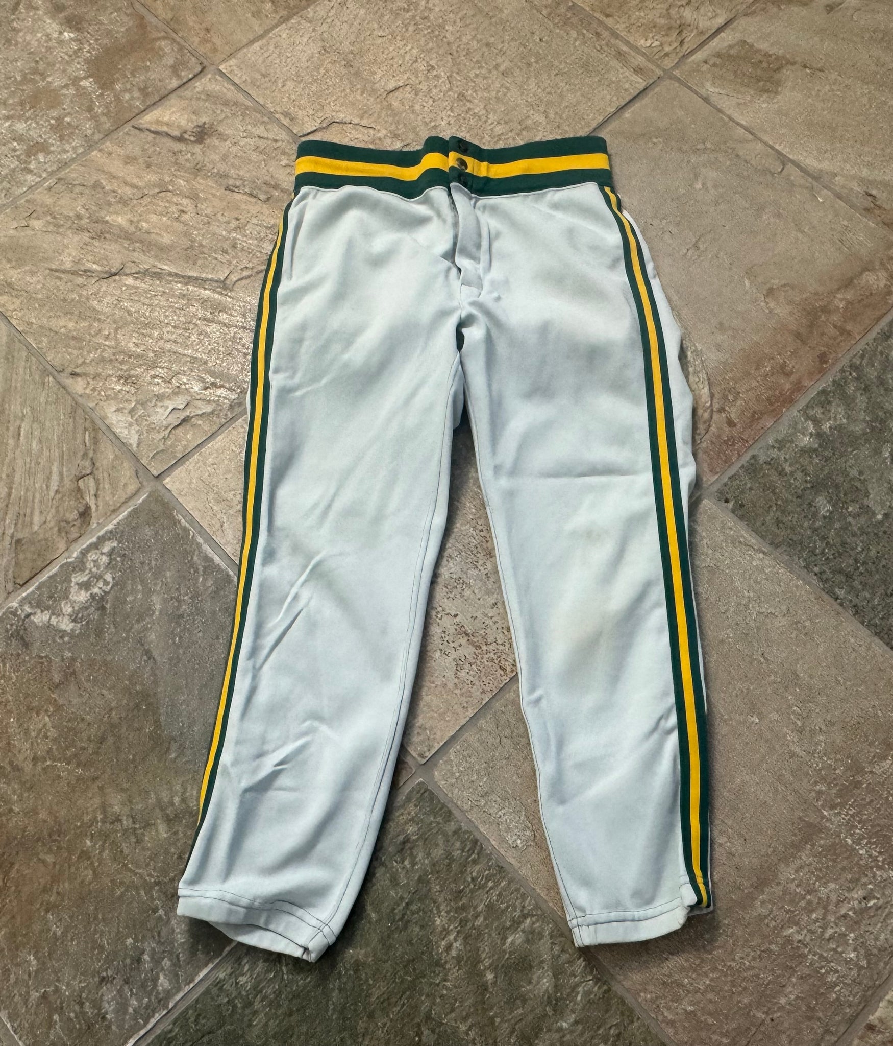 Vintage Oakland Athletics Bob Kearney Game Worn Sand Knit Baseball Pan ...