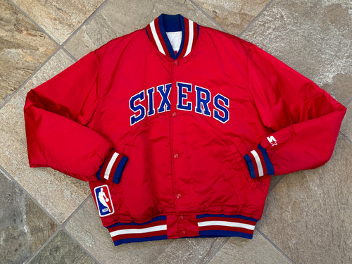 Vintage Philadelphia 76ers Starter Satin Basketball Jacket, Size Large