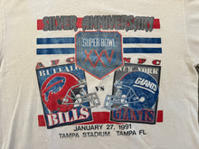 Load image into Gallery viewer, Vintage Buffalo Bills Super Bowl XXV Trench Football TShirt, Size Large