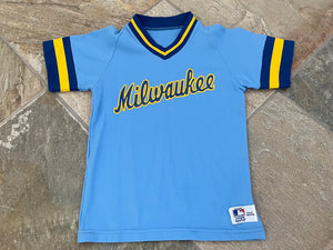 Vintage Milwaukee Brewers Sand Knit Baseball Jersey, Size Youth Medium, 8-10