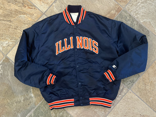 Vintage Illinois Fighting Illini Starter Satin College Jacket, Size XL