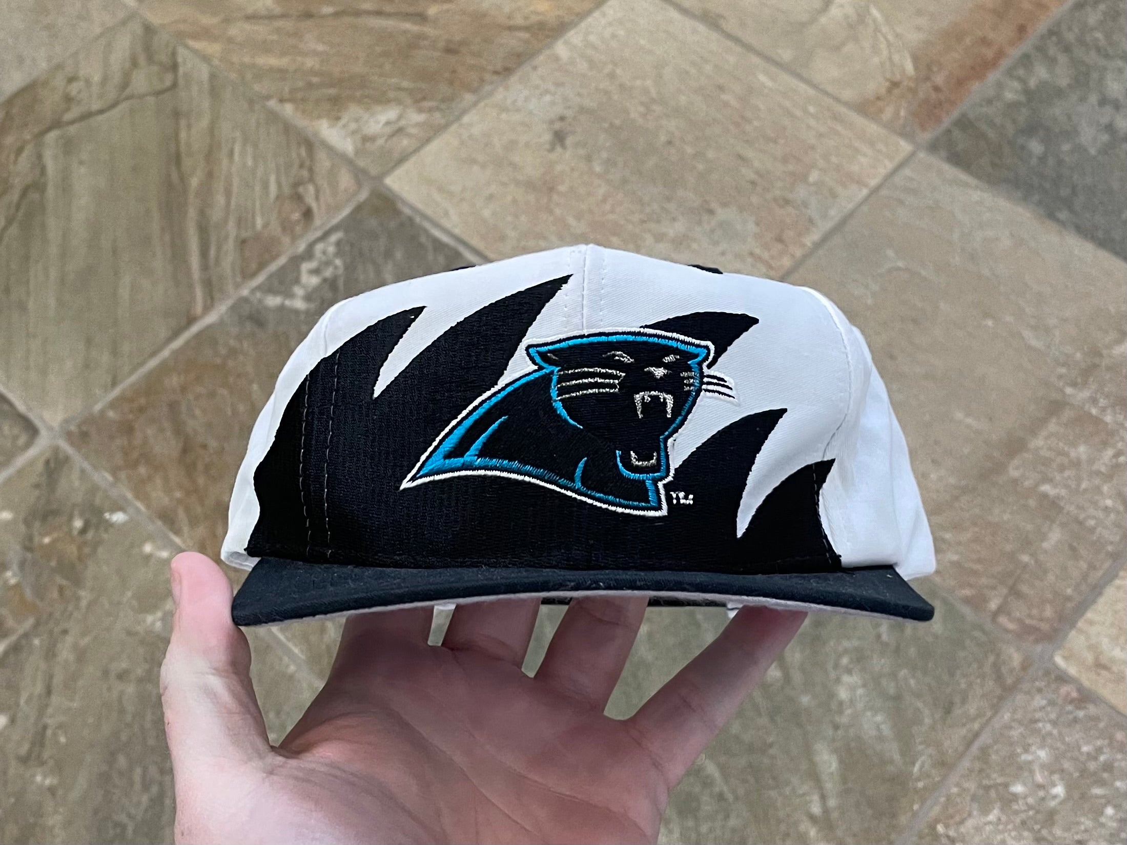 Vintage Carolina Panthers Logo 7 Sharktooth Snapback Football Hat