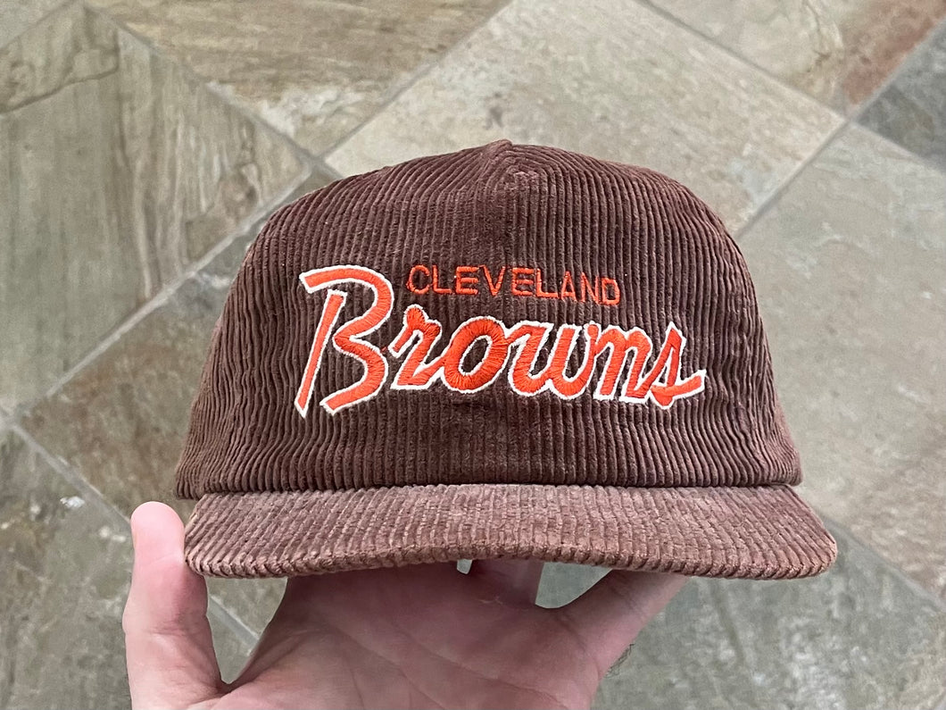 Vintage Cleveland Browns Sports Specialties Corduroy Script Strapback Football Hat