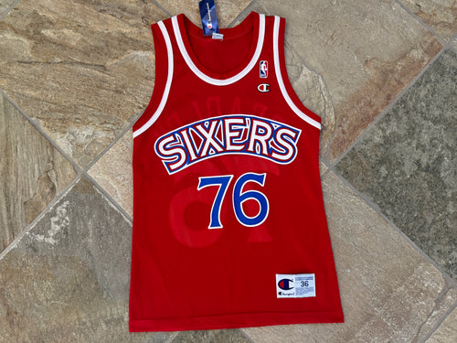 Vintage Philadelphia 76ers Shawn Bradley Champion Basketball Jersey, Size 36, Small