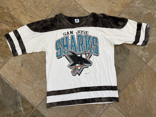Vintage San Jose Sharks Logo 7 Hockey TShirt, Size Large
