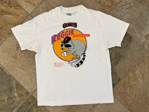 Vintage San Francisco Giants Reggie the Raccoon Baseball TShirt, Size Large