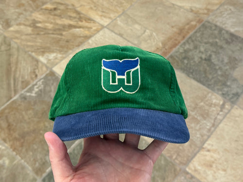 Vintage Hartford Whalers Plain Logo Corduroy Snapback Hockey Hat